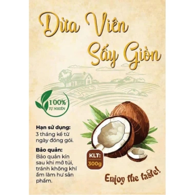 Mứt Dừa Viên Sấy Giòn 300g - Hương Vị Ngon, Giảm Giá Đặc Biệt 140.000 VND
