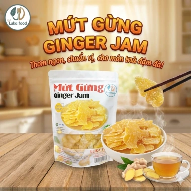 Mứt Gừng Lát Luka Food 400g - Đậm đà vị gừng tươi, cay nồng, ít ngọt, ấm bụng, an toàn vệ sinh, chỉ 54.000 VND