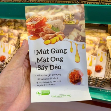 Mứt gừng mật ong sấy dẻo Gia Lai Đặc sản Minh Hương 50g - Giá chỉ 30.000đ