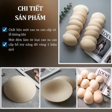 Mút ngực Oval định hình cho áo tập yoga gym An Nhiên Sport - Lỗ mềm mịn, thoáng khí, giá ưu đãi 65k 1 cặp 2