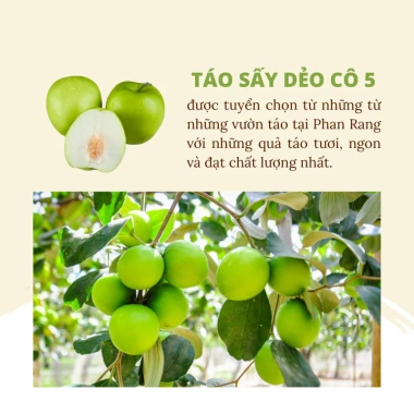 Mứt táo sấy dẻo không hạt Cô 5 250g: táo Ninh Thuận ít đường, giá chỉ 56.250₫ 4