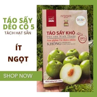 Mứt táo sấy dẻo không hạt Cô 5 250g: táo Ninh Thuận ít đường, giá chỉ 56.250₫ 9