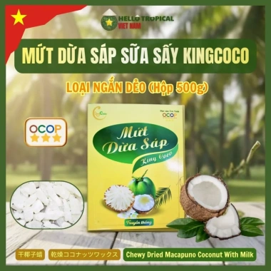 Mứt tết dừa sáp sữa tươi sấy dẻo KINGCOCO Trà Vinh 500g hộp và túi ép chân không - 235k 4
