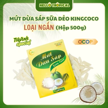 Mứt tết dừa sáp sữa tươi sấy dẻo KINGCOCO Trà Vinh 500g hộp và túi ép chân không - 235k 7