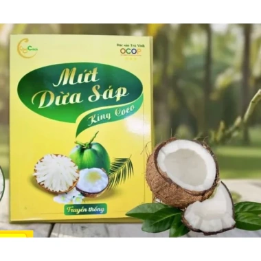 Mứt tết dừa sáp sữa tươi sấy dẻo KINGCOCO Trà Vinh 500g hộp và túi ép chân không - 235k 10