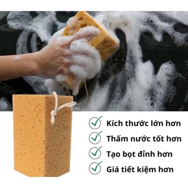 Mút vệ sinh ô tô hình miếng phô mai to đùng - Thấm hút nước, tạo bọt mạnh, giá chỉ 35.000₫ (giảm từ 42.000₫)