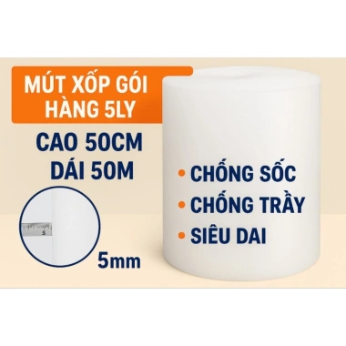 Mút xốp PE Foam 3mm 3 lớp 50cm x 100m - Giấy và túi chống xốc, bảo vệ gói hàng, 176.000₫