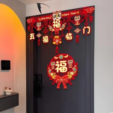 Muvako Cờ Rèm Nhiều Màu Sắc - Tua Rua Rắn Trang Trí Tết Nguyên Đán Trung Hoa 3