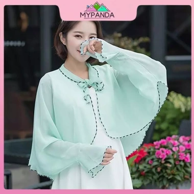 MYPANDA Áo Voan Cổ Giả Quần + Khăn Choàng Lụa Chống Nắng Xuân Hè - Thoáng mát, thời trang, giá 81.432