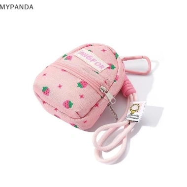 MYPANDA Ba lô dâu tây + Ví đổi tiền xu, móc khóa, túi tai nghe di động ngọt ngào