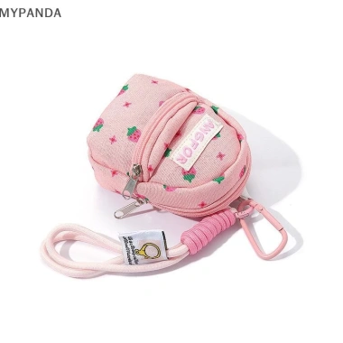 MYPANDA Ba lô dâu tây + Ví đổi tiền xu, móc khóa, túi tai nghe di động ngọt ngào