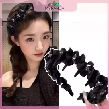 MYPANDA Băng đô quấn tóc thanh lịch kim cương giả chống trơn trượt thích hợp đeo hàng ngày 2