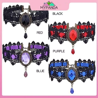 MYPANDA Choker Gothic Victorian Lace pha lê – Boho Steampunk Halloween, giá 46.420₫