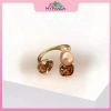 MYPANDA Nhẫn Hình Học Pha Lê Champagne và Ngọc Trai Kim Loại – Tinh Tế Dành Cho Dự Tiệc, Giá 51.260₫