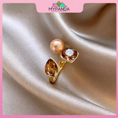 MYPANDA Nhẫn Hình Học Pha Lê Champagne và Ngọc Trai Kim Loại – Tinh Tế Dành Cho Dự Tiệc, Giá 51.260₫ 5 MYPANDA Nhẫn Hình Học Pha Lê Champagne và Ngọc Trai Kim Loại – Tinh Tế Dành Cho Dự Tiệc, Giá 51.260₫ 5