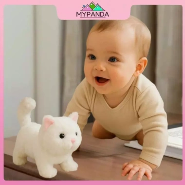 MYPANDA Robot mèo sang trọng - Đồ chơi tương tác nhồi bông, đi bộ như mèo thật