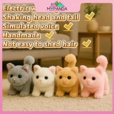 MYPANDA Robot mèo sang trọng - Đồ chơi tương tác nhồi bông, đi bộ như mèo thật 2