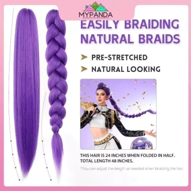 MYPANDA Tóc Giả Cosplay K‑Pop Rumi Tím Bện Đan - Phụ Kiện DIY Đuôi Ngựa & Bím Tóc 52.920₫ 4