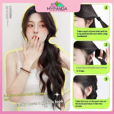MYPANDA Tóc giả đuôi bện nữ, tóc dài thoáng mát, dây cố định thấp cổ - 64.476 VND 3