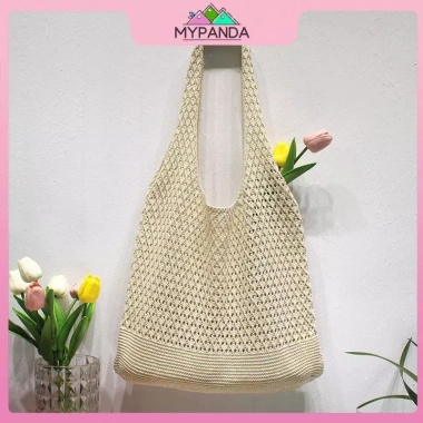 MYPANDA Túi Tote thời trang dệt rỗng - Túi đeo vai nhẹ, đa năng, 155.196₫