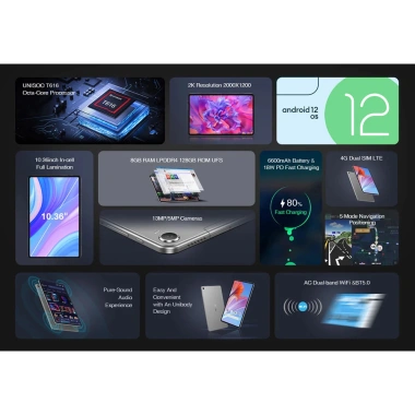 N-One NPad Pro 10.4 inch 2K Android 12 UNISOC T616 Octa Core 8+8GB RAM 128GB 4G LTE Camera 5MP+13MP 2.99 triệu