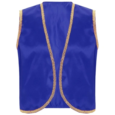 Nam Halloween Hoàng Tử Ả Rập Vest Vàng Sáng Bóng Viền Mở Trước Áo Khoác Eo 3