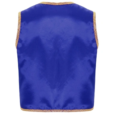 Nam Halloween Hoàng Tử Ả Rập Vest Vàng Sáng Bóng Viền Mở Trước Áo Khoác Eo 4