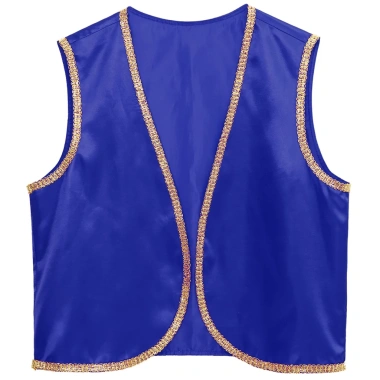 Nam Halloween Hoàng Tử Ả Rập Vest Vàng Sáng Bóng Viền Mở Trước Áo Khoác Eo 5