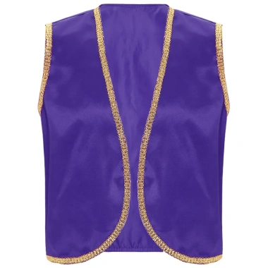 Nam Halloween Hoàng Tử Ả Rập Vest Vàng Sáng Bóng Viền Mở Trước Áo Khoác Eo 6