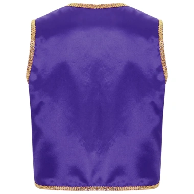 Nam Halloween Hoàng Tử Ả Rập Vest Vàng Sáng Bóng Viền Mở Trước Áo Khoác Eo 7