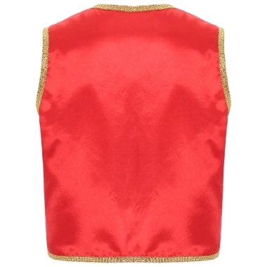 Nam Halloween Hoàng Tử Ả Rập Vest Vàng Sáng Bóng Viền Mở Trước Áo Khoác Eo 9