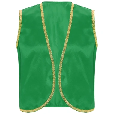Nam Halloween Hoàng Tử Ả Rập Vest Vàng Sáng Bóng Viền Mở Trước Áo Khoác Eo 10