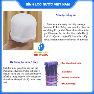 Nấm Sứ Korea Bình Lọc Nước Ceramic Hưng Long giá 80.000 VND, lọc sạch uống trực tiếp