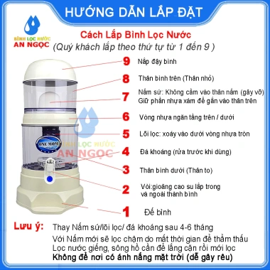 Nấm Sứ Korea Bình Lọc Nước Ceramic Hưng Long giá 80.000 VND, lọc sạch uống trực tiếp