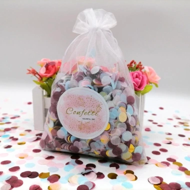 NAMSHEVA 3 Túi Giấy Confetti Màu Sắc Tròn Pop - Túi Lưới, Khăn Giấy Trang Trí Đám Cưới