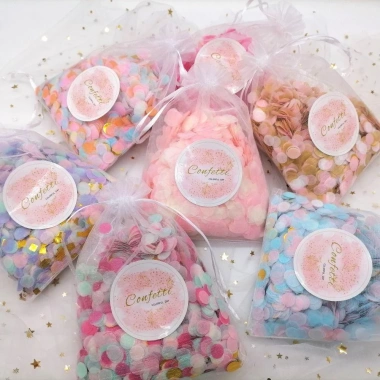 NAMSHEVA 3 Túi Giấy Confetti Màu Sắc Tròn Pop - Túi Lưới, Khăn Giấy Trang Trí Đám Cưới
