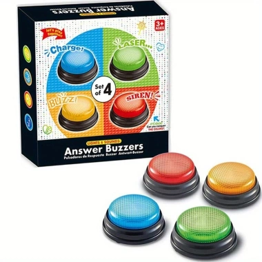 NAMSHEVA Buzzers 4 chiếc 4 màu có đèn, tiếng còi, nút siêu rung - Trò chơi đố thời trang, giảm giá 224.510₫ 3 NAMSHEVA Buzzers 4 chiếc 4 màu có đèn, tiếng còi, nút siêu rung - Trò chơi đố thời trang, giảm giá 224.510₫ 3
