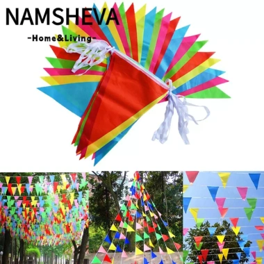 NAMSHEVA Cờ tam giác 100m Trang trí lễ hội và cờ dự tiệc Giá ưu đãi 53.020 VND chất liệu bền màu sắc rực rỡ