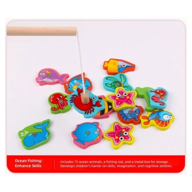 NAMSHEVA Đồ chơi câu cá từ tính Montessori - Thú vị nhiều màu, gỗ tương tác, giáo dục phát triển - 75.790₫