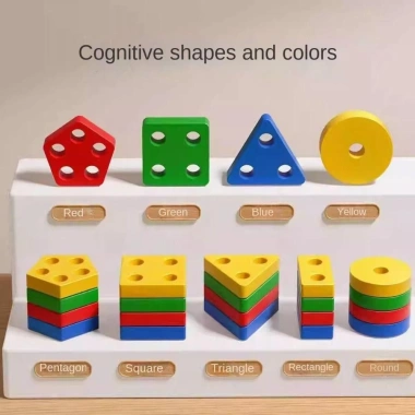NAMSHEVA Đồ chơi giác quan gỗ cho bé - Montessori, xếp chồng, phát triển vận động tinh, 96.910 VND