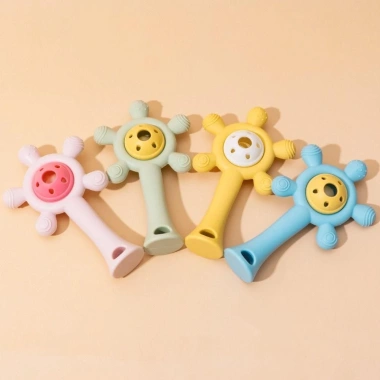 NAMSHEVA Đồ chơi mọc răng silicone mềm, bánh xe rung cho bé 0-12 tháng