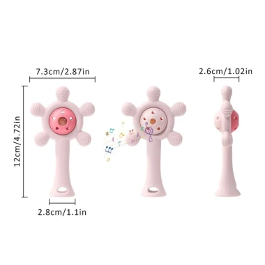 NAMSHEVA Đồ chơi mọc răng silicone mềm, bánh xe rung cho bé 0-12 tháng