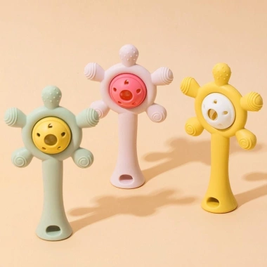 NAMSHEVA Đồ chơi mọc răng silicone mềm, bánh xe rung cho bé 0-12 tháng