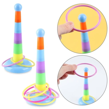 NAMSHEVA Hoop Toss Bộ trò chơi cổ điển giáo dục trí thông minh, nhẫn xếp chồng cho trẻ em Giá 32.340 VND 4