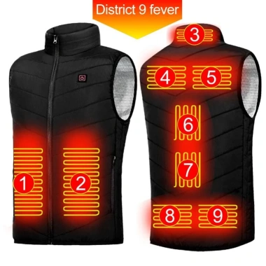 NAMSHEVA Khoác Sưởi Ấm Thông Minh USB 9 Vùng, Cỡ Lớn S-4XL, Sưởi Nhanh Mùa Đông
