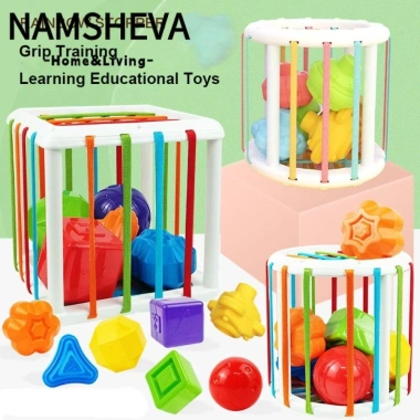 NAMSHEVA Rainbow Khối Đầy Màu 5 Kiểu Montessori Đồ Chơi Giáo Dục cho Bé 0-3