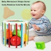 NAMSHEVA Rainbow Khối Đầy Màu 5 Kiểu Montessori Đồ Chơi Giáo Dục cho Bé 0-3 8