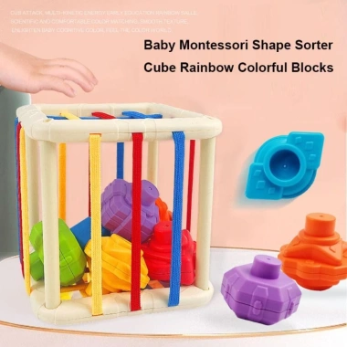 NAMSHEVA Rainbow Khối Đầy Màu 5 Kiểu Montessori Đồ Chơi Giáo Dục cho Bé 0-3