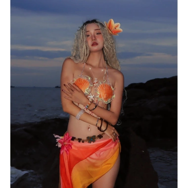 Nàng Cam San Hô – Bikini vỏ sò cam, tặng dây chuyền, 2 kẹp hoa, chip – 1,300,000₫ 9 Nàng Cam San Hô – Bikini vỏ sò cam, tặng dây chuyền, 2 kẹp hoa, chip – 1,300,000₫ 9