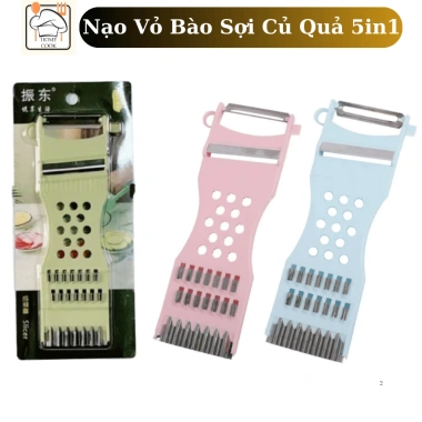 Nạo Vỏ Bào Sợi Rau Củ Quả Đa Năng 5in1 Bản Cao Cấp Lưỡi Dao Sắc Bén Giá 7.500 VND